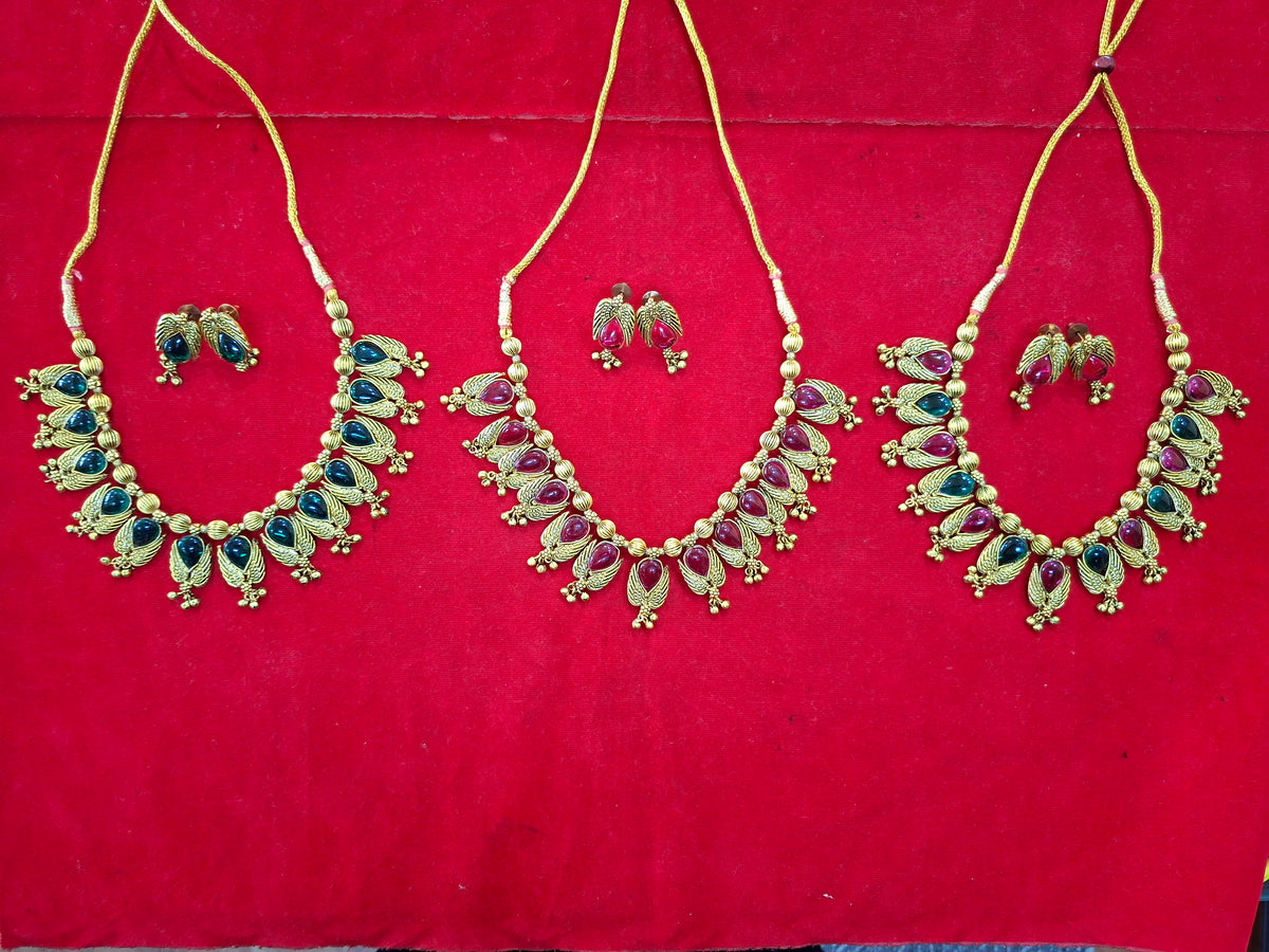 Antique Peacock Choker Necklace Set
