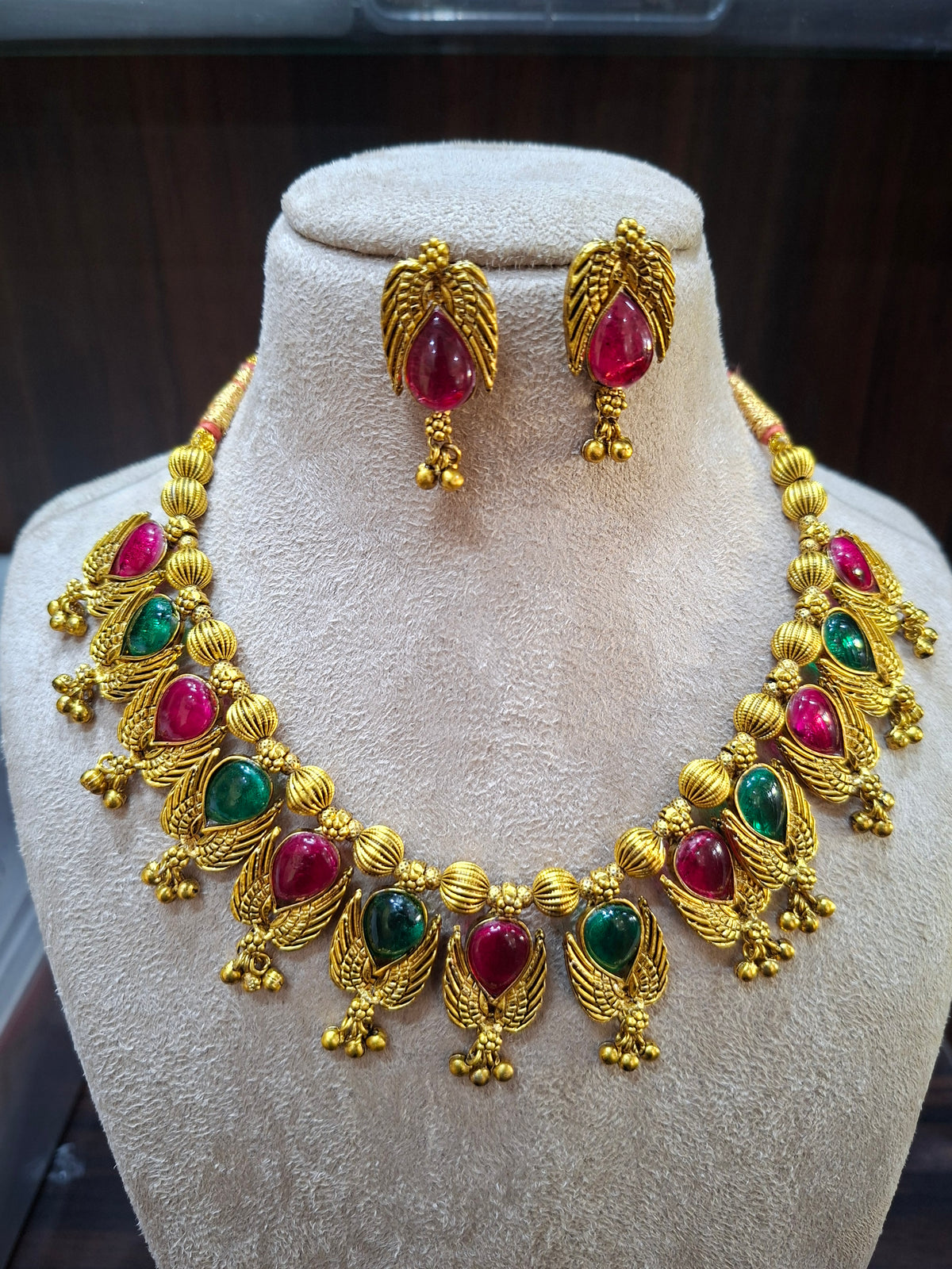 Antique Peacock Choker Necklace Set