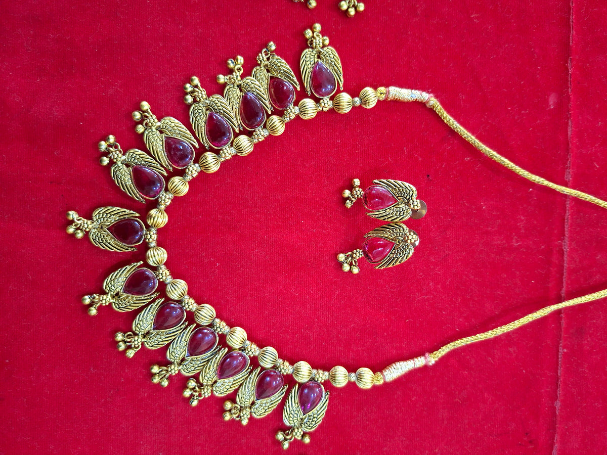 Antique Peacock Choker Necklace Set